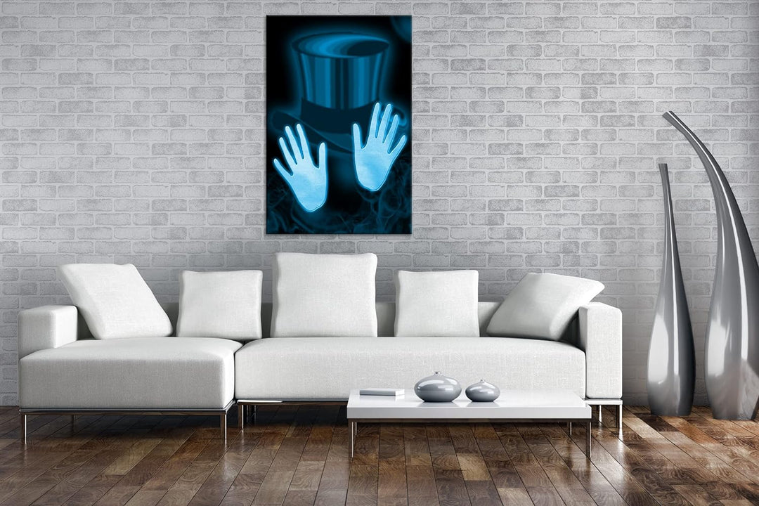 deyoli Zauberzylinder Format: 100x70 Effekt: Monocrome Blau als Leinwand, Motiv fertig gerahmt auf E