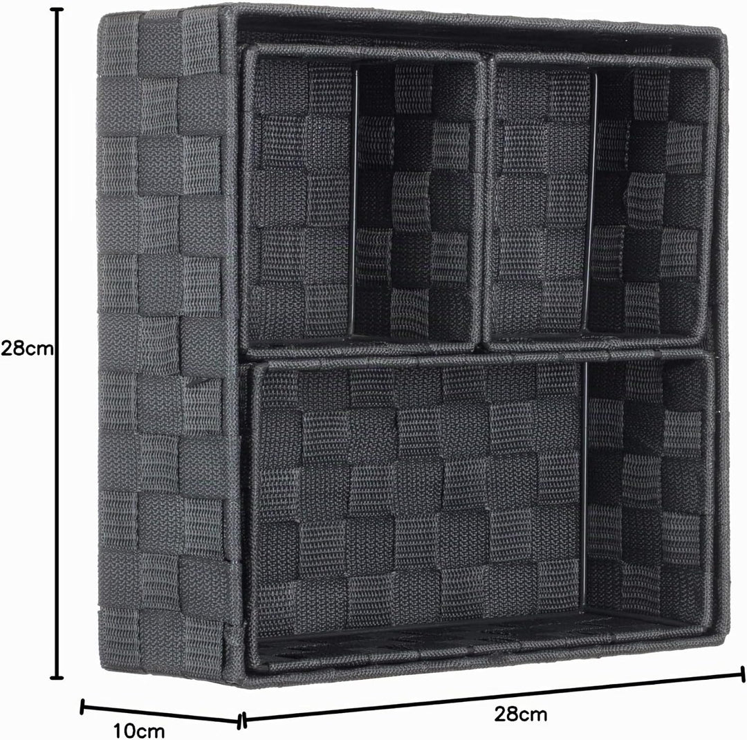 Brandsseller 4er Set Aufbewahrungsboxen - 28x28x10 cm, 26x13x9 cm, 13x13x9 cm (2x) – eckige Regalkör