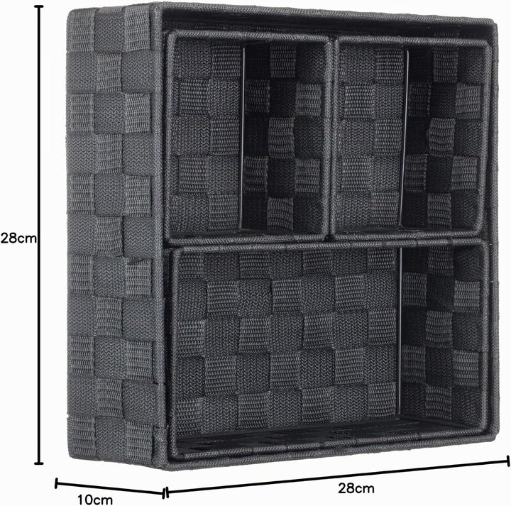 Brandsseller 4er Set Aufbewahrungsboxen - 28x28x10 cm, 26x13x9 cm, 13x13x9 cm (2x) – eckige Regalkör