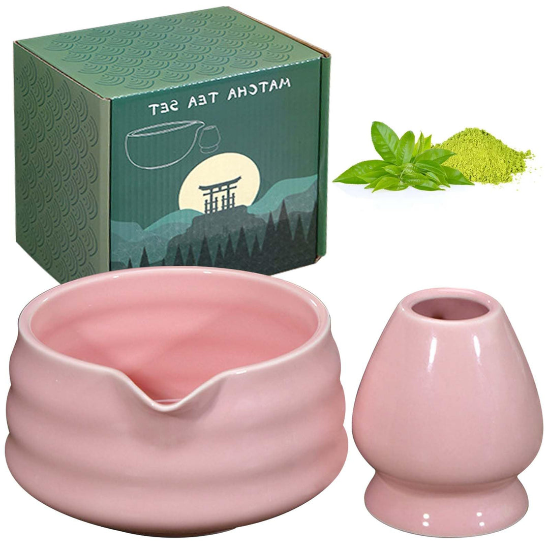 Japanische Matcha-Schale mit Ausgiesser, Traditionelle Chawan Teeschale mit Schneebesenablage aus Ke