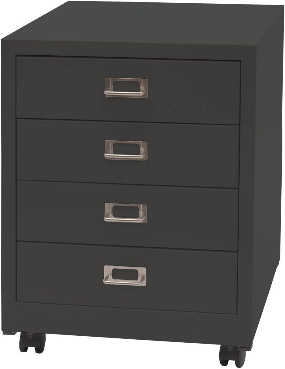 Mendler Rollcontainer HWC-L49, Schubladenschrank Stahlschrank Aktenschrank, Metall 55x40x41cm 4 Schu