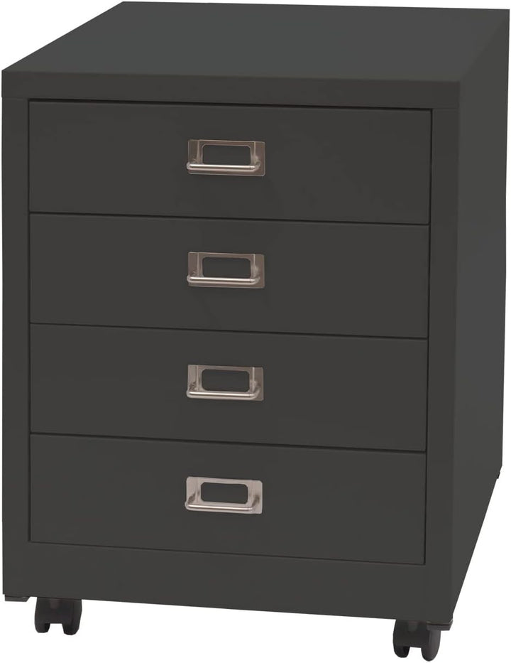 Mendler Rollcontainer HWC-L49, Schubladenschrank Stahlschrank Aktenschrank, Metall 55x40x41cm 4 Schu