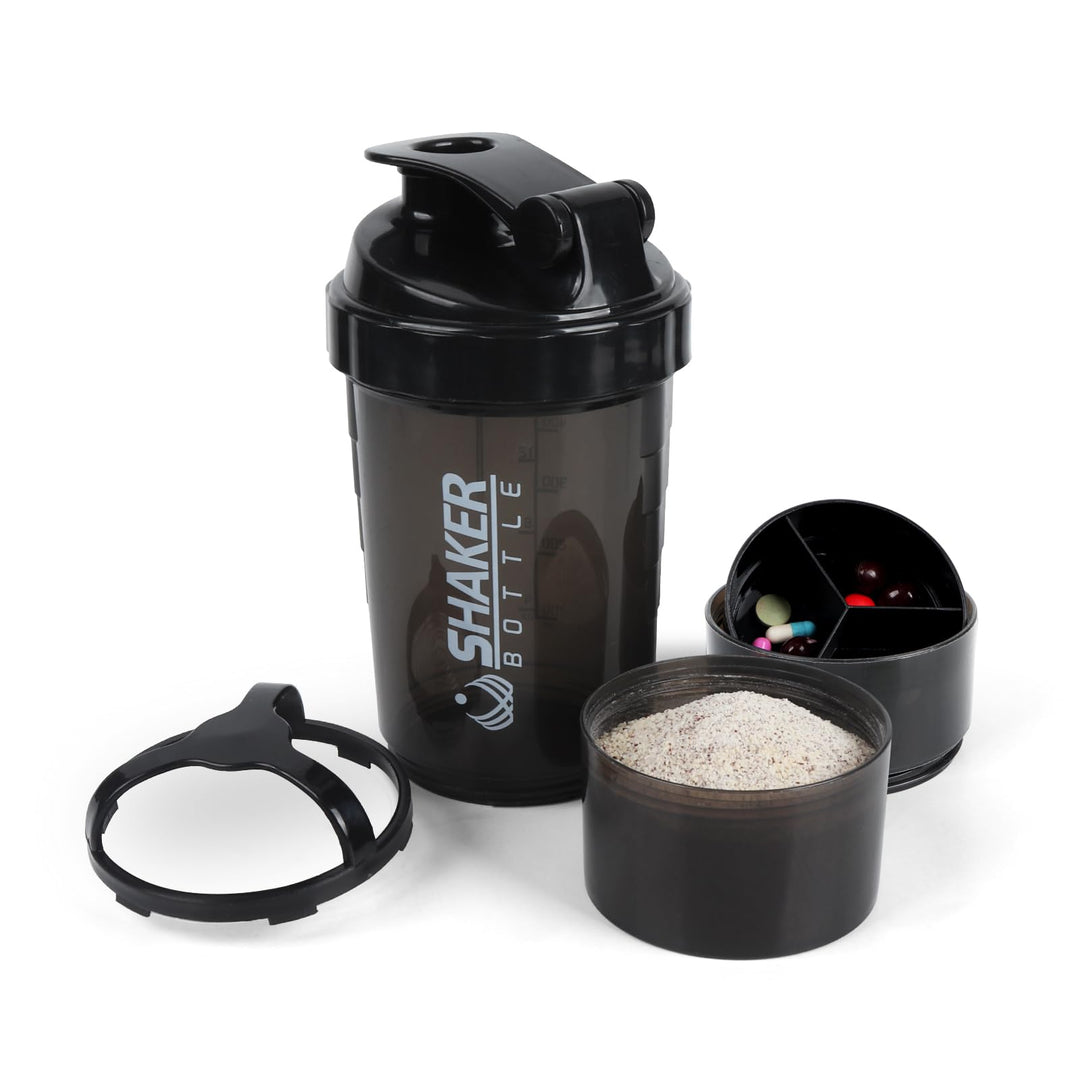 Shaker-Flasche – Protein-Shaker-Becher mit Aufbewahrungsfächern – auslaufsichere Workout-Shake-Flasc