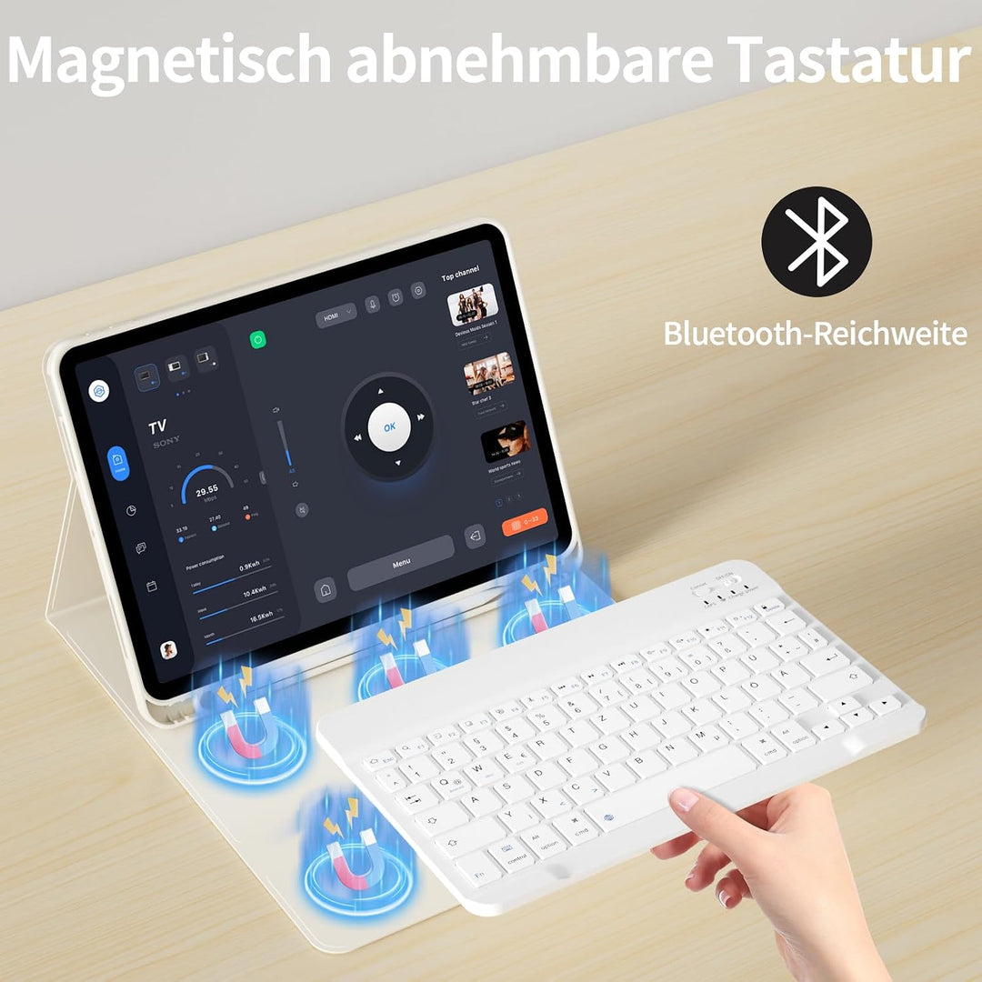 Tastatur Hülle für iPad Air 11 Zoll M4/M3/M2 &amp; iPad Air 5./4. Gen Creme Weiss, Creme Weiss