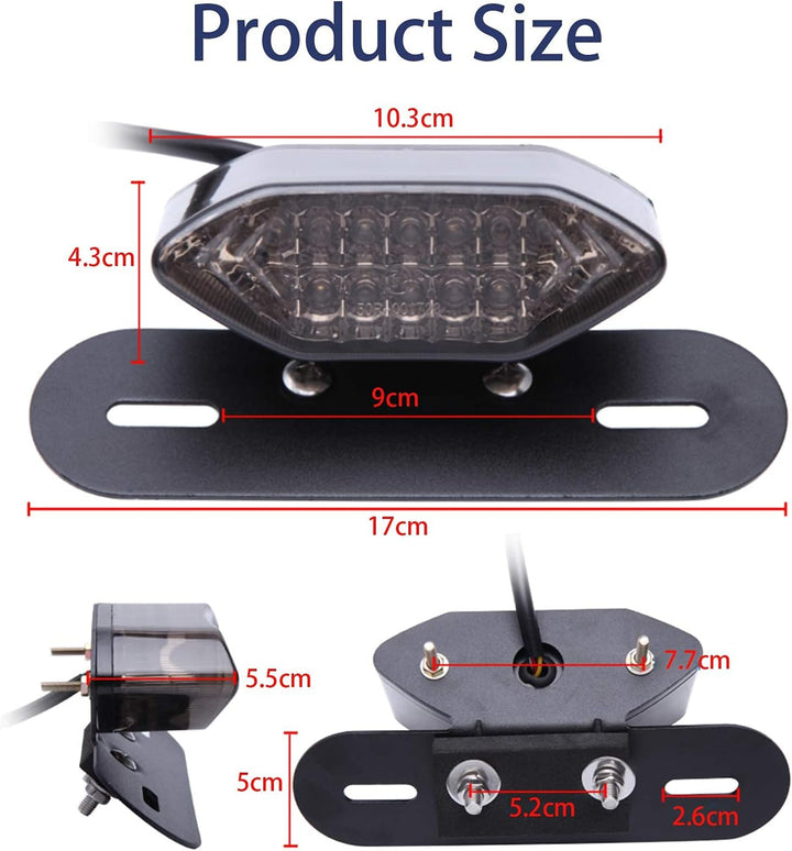 JMTBNO Motorrad 20 LED Rücklicht Bremslicht Blinker Kennzeichenbeleuchtung mit Halterung E-geprüft U