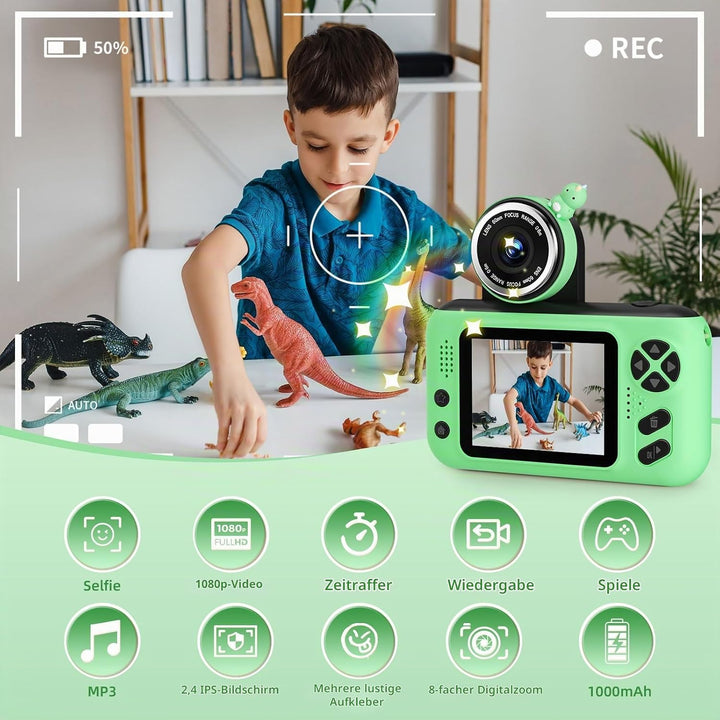 Kinderkamera 3-12 Jahre, HD Digitalkamera mit 2,4 Zoll Bildschirm | Flip-Selfie Kamera,32GB Speicher
