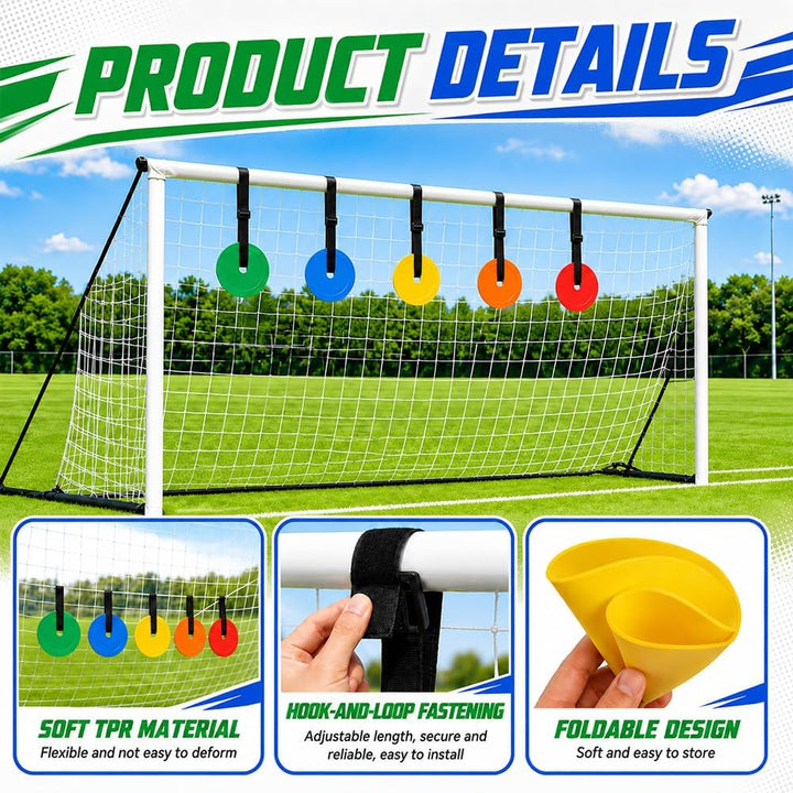 2 Stück Fussballtor Zielnetz, 45×59cm Fussball Ziel mit 5 Zielscheibe | Fussballtor Zubehör mit Vers