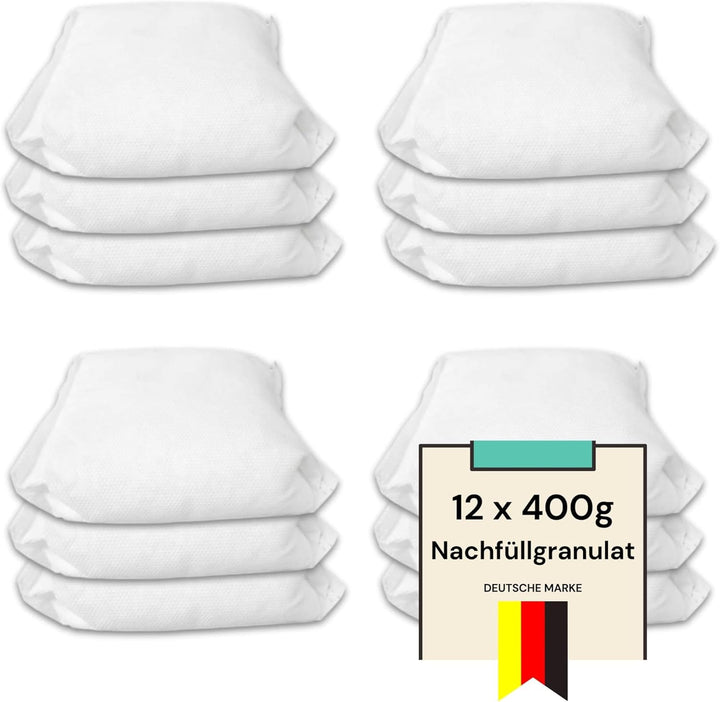 Raumentfeuchter-Nachfüllpackungen Granulat Luftentfeuchter - 4E - (12 x Nachfüllpackung 400 Gramm),