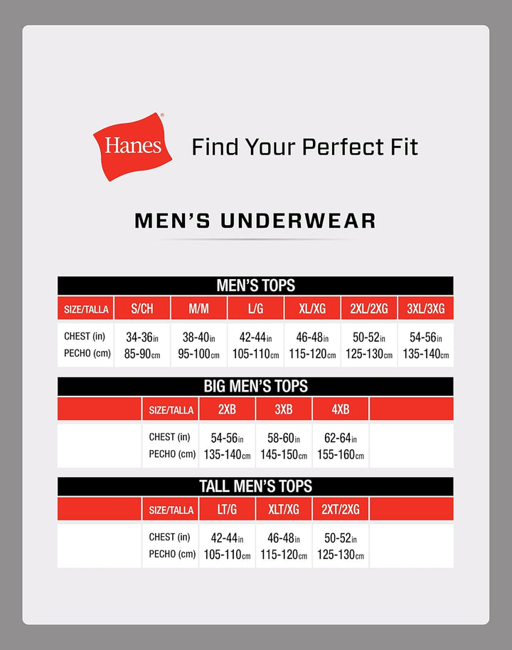 Hanes Men's Men's Cotton Undershirt, Moisture-Wicking Crew Tee Undershirts, Multi-Packs Available 2-