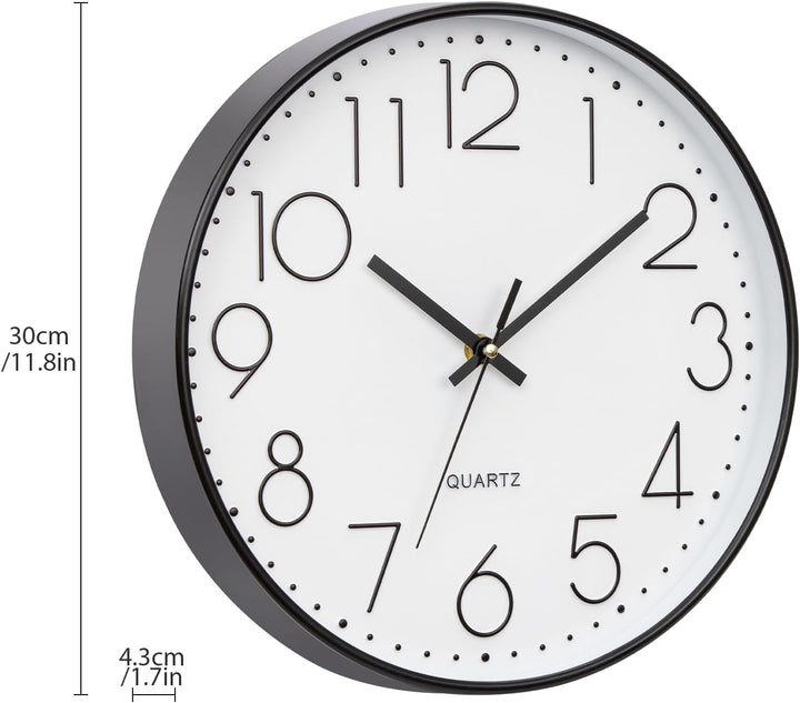 Küchenuhr Gross Wanduhr Ohne Tickgeräusche Lautlos 30cm Quarz Batterie Betriebene Wanduhr Einfach zu