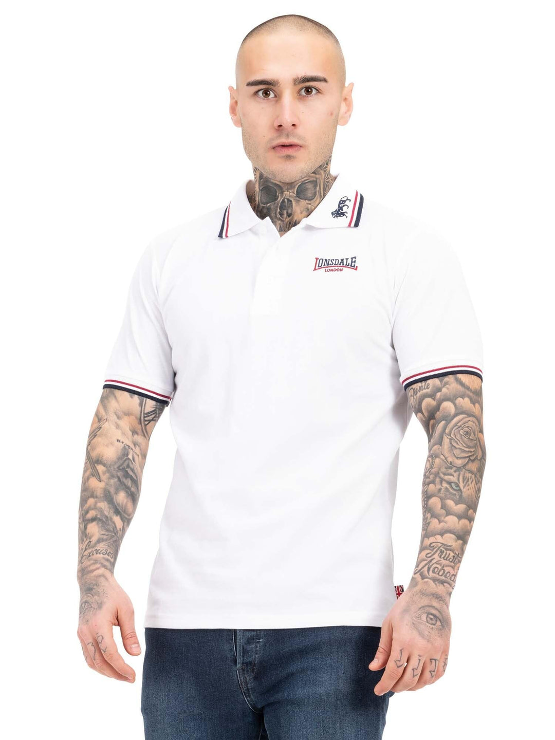 Lonsdale Herren Poloshirt schmale Passform Lion White/Dark Red/Navy XXL, White/Dark Red/Navy XXL