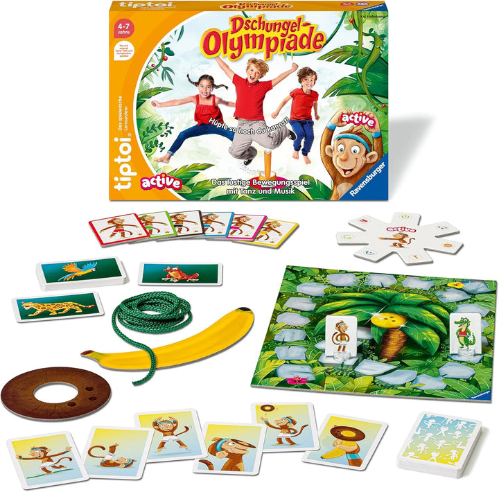 Ravensburger tiptoi® Active Spiel 00129, Dschungel-Olympiade, Bewegungsspiel ab 4 Jahre für 1-6 Spie