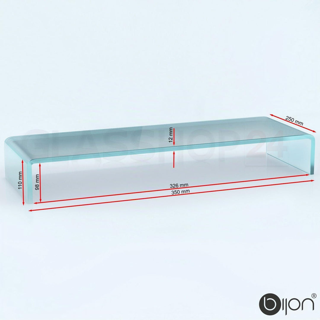 bijon TV Aufsatz Glas Bildschirm-Erhöhung | PC Monitor-Erhöhung, Schreibtisch-Aufsatz für Laptop | (
