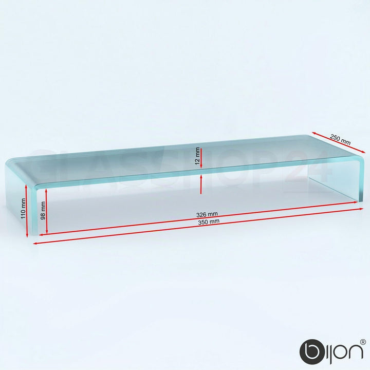 bijon TV Aufsatz Glas Bildschirm-Erhöhung | PC Monitor-Erhöhung, Schreibtisch-Aufsatz für Laptop | (