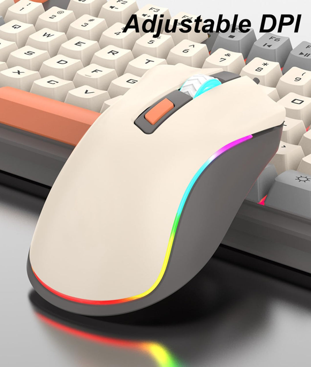 Kompakte Kabelgebundene Tastatur und Maus Set mit 94 Tasten Lautstärkeregler Buntes Licht Ergonomisc