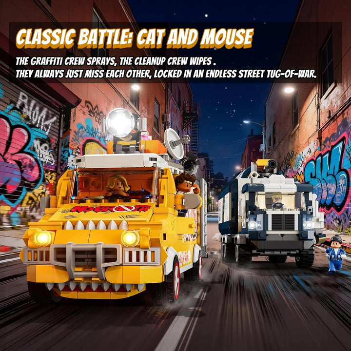 Lumibricks Street-Fusion Graffiti Crew Beleuchtetes Bauset, 575 Teile Graffiti-Truck mit LED-Beleuch