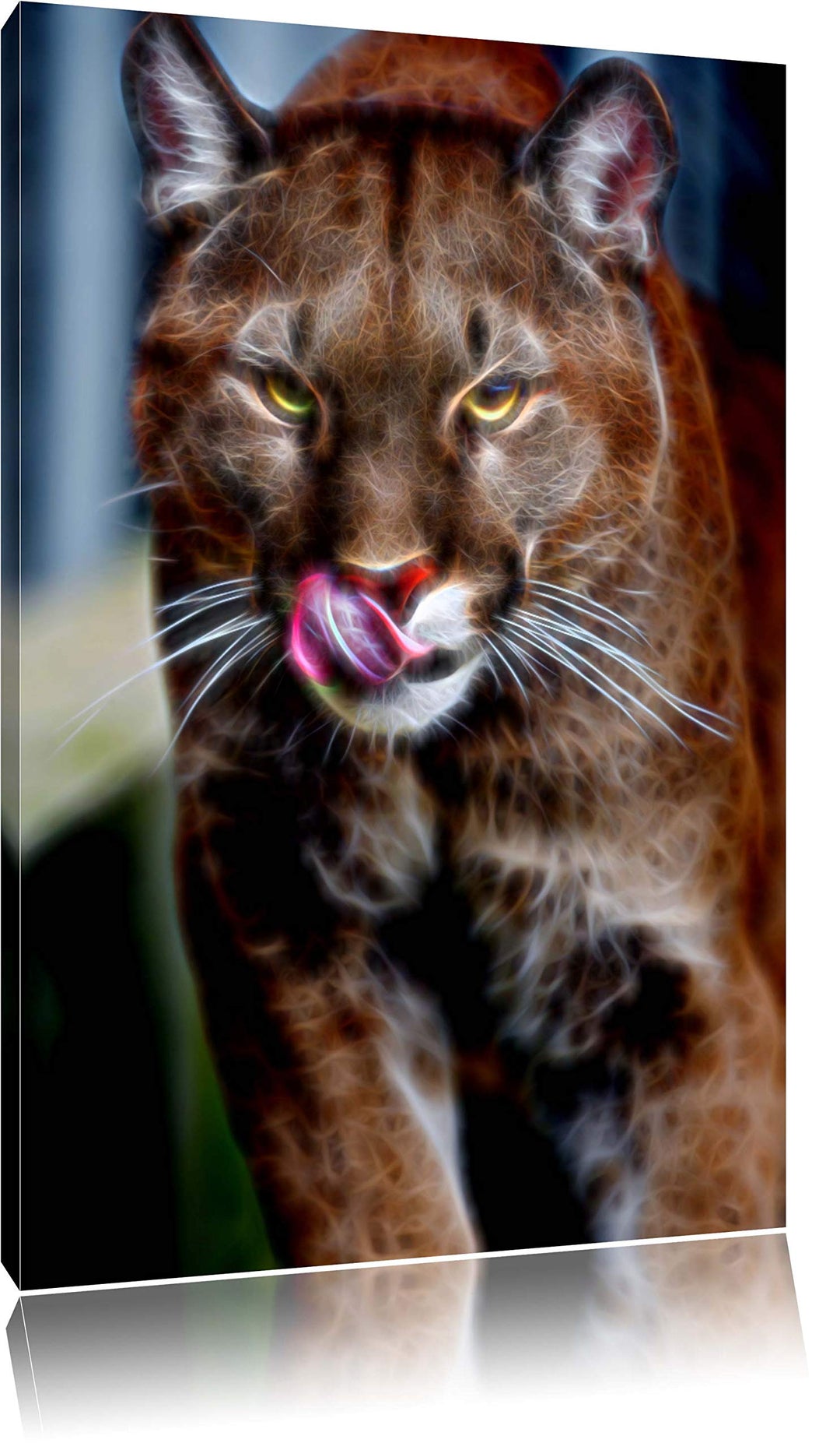 anmutiger Puma Deluxe Format: 100x70 cm auf Leinwand, XXL riesige Bilder fertig gerahmt mit Keilrahm