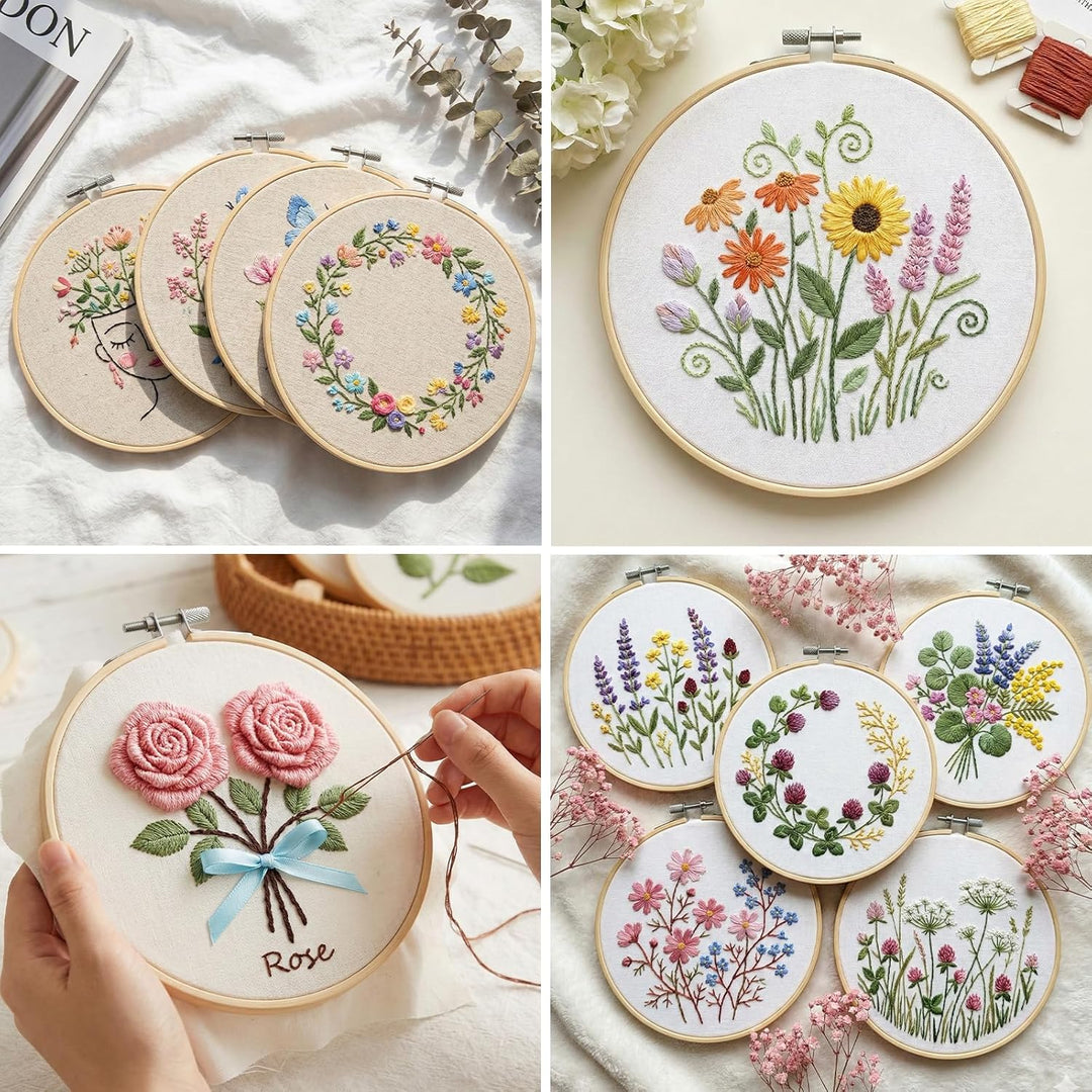 16 Pack 4 Zoll Mini Bambus Kreis, Stickrahmen Kreuzstich Hoop Ring für DIY Kunsthandwerk Handliches