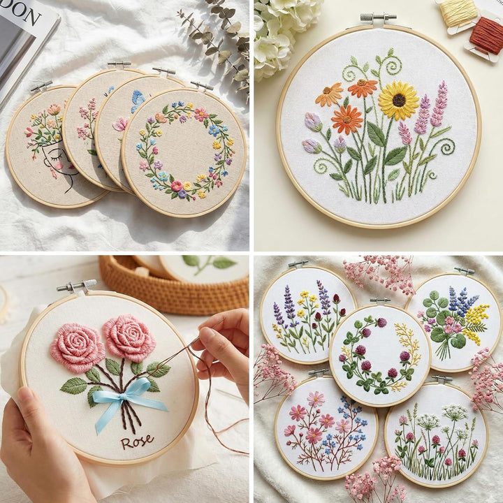 16 Pack 4 Zoll Mini Bambus Kreis, Stickrahmen Kreuzstich Hoop Ring für DIY Kunsthandwerk Handliches