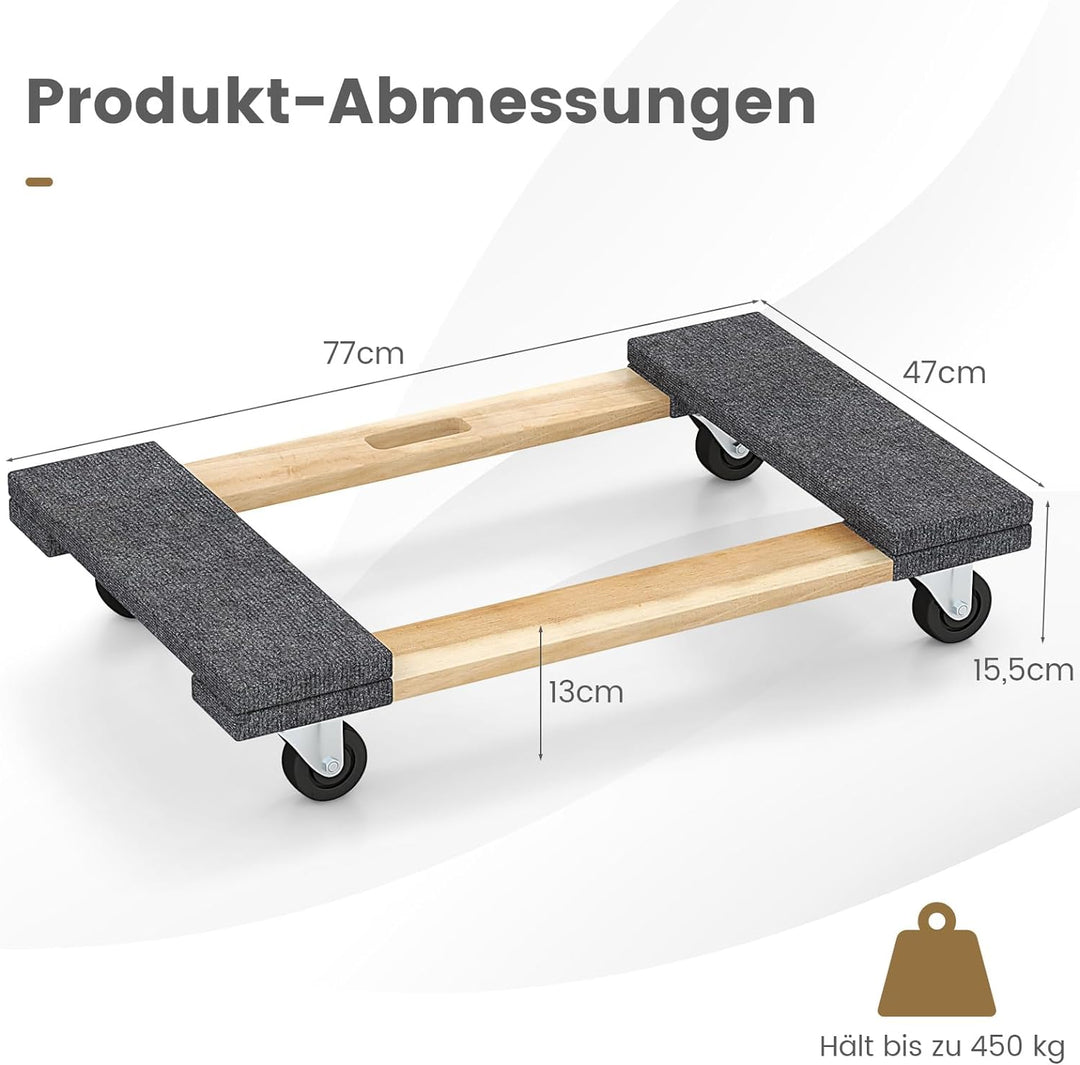 COSTWAY Transportroller, Möbelroller 77 x 47 cm bis 450kg, Transportwagen mit 4 Universalrädern, Möb