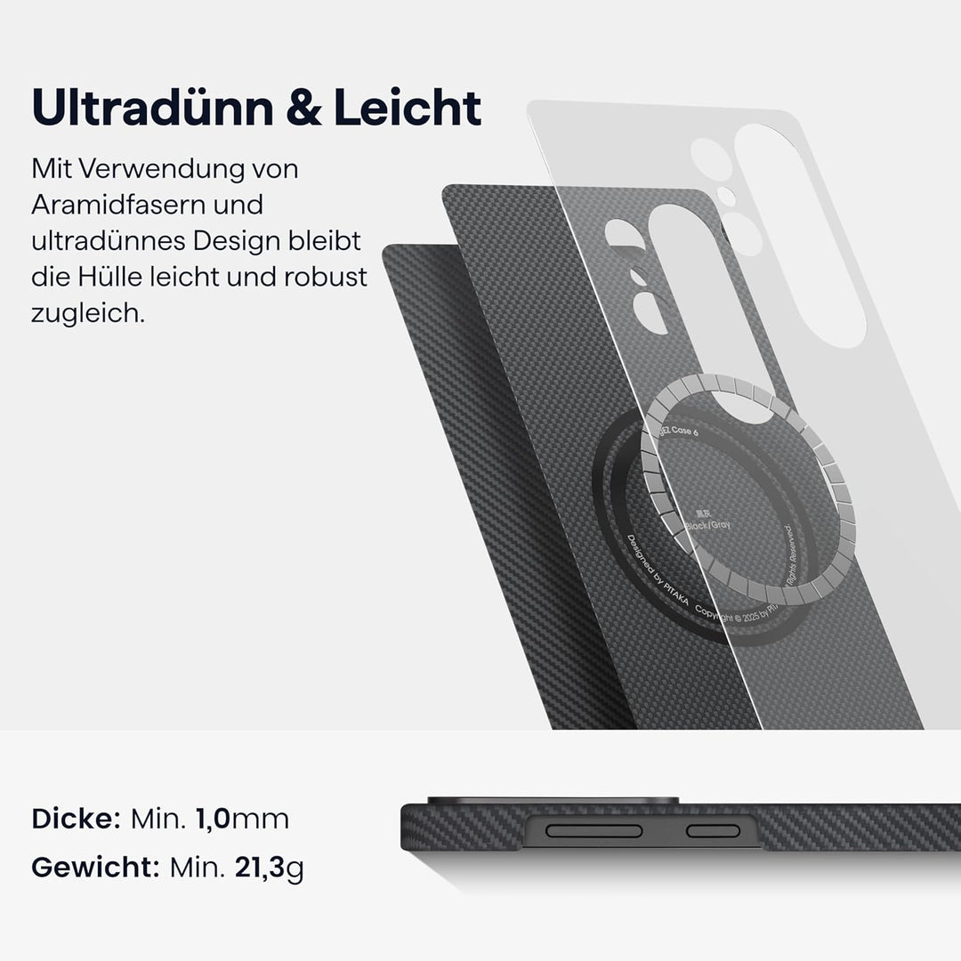 pitaka Hülle für Samsung Galaxy S25 Ultra Ultradünne Handyhülle Magnetische und Kratzfeste Schutzhül