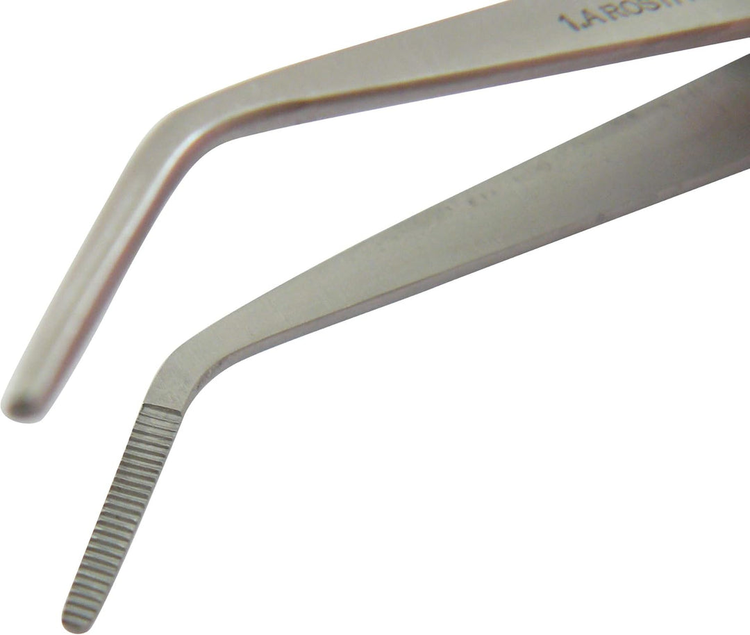 3x Lötpinzette Klemmpinzette Kreuzpinzette Technische Pinzette, gebogen, gerieft, Länge 16 cm