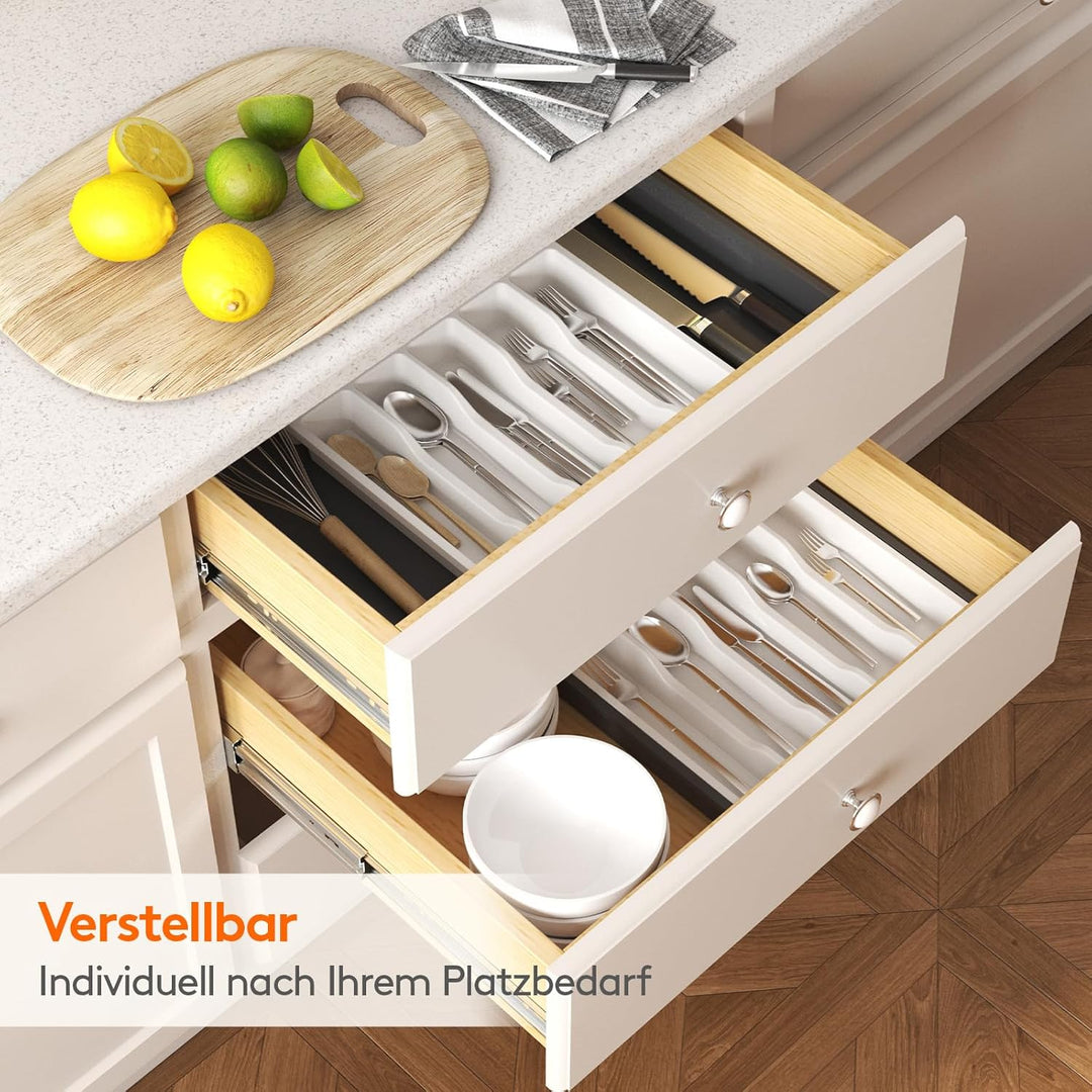 Lifewit Besteckhalter, erweiterbarer Utensilienhalter für Schublade, verstellbarer Besteckkasten, ko