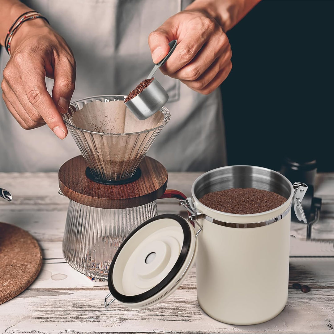 Kaffeedose Luftdicht 1kg Bohnen, 2,8 L Kaffeebohnenbehälter mit Auslassventil, Kaffeedose Luftdicht
