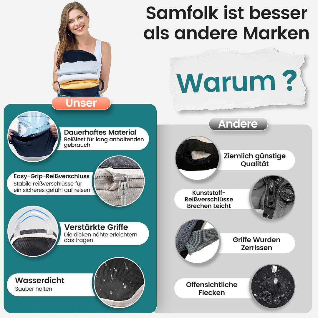Packing Cubes Compression 8 Stück Koffer Organizer,Wasserdicht PackwüRfel Packtaschen Kompression, T