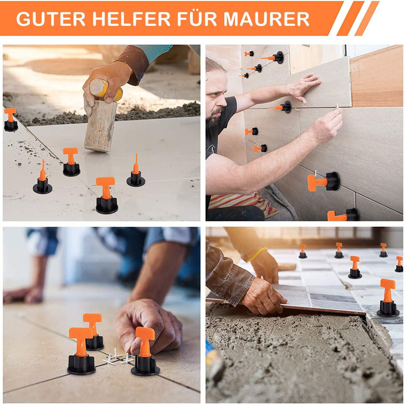 400 Stück Revolutionäres Fliesen Nivelliersystem, Mit 100 Nivelierset Keile,100 Pcs 1mm/2mm/3mm Flie