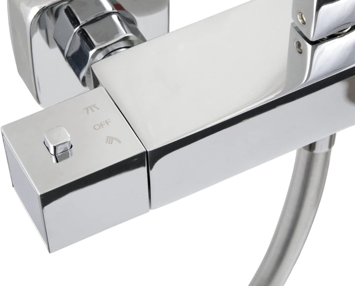 'aquaSu® Duschsystem Tela mit Thermostat-Armatur, Kopfbrause & Handbrause | Handbrause: 3-strahlig |