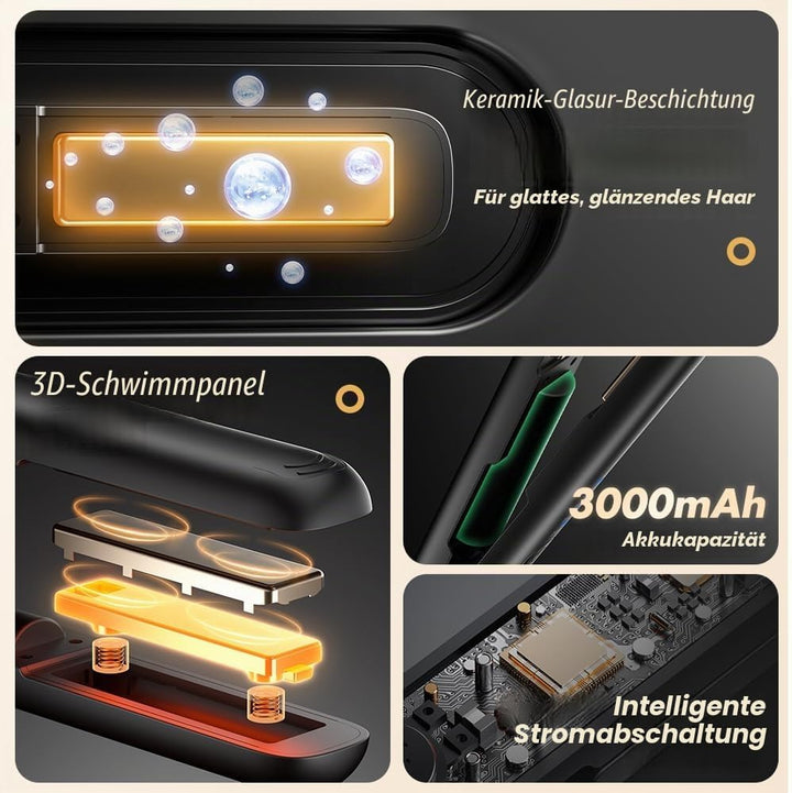 Mini Glätteisen Kabellos, 2 in 1 Reise Glätteisen Mini mit 4 Temperaturen glätteisen locken und Glät