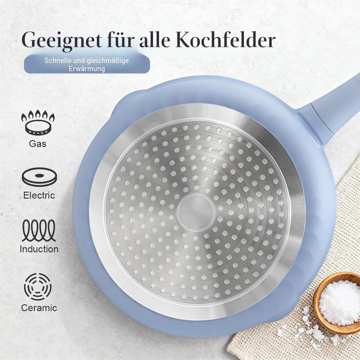 AIKENBBKK Keramik Pfanne 28 cm mit Dampfkorb, Antihaft Keramikbeschichtung Bratpfanne 28 cm mit Deck