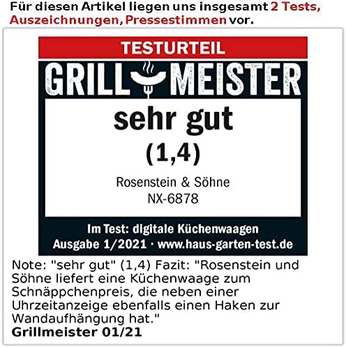 Rosenstein & Söhne Digitalwaage: Digitale Edelstahl-Küchenwaage mit Timer, bis 15 kg, auf 1 g genau