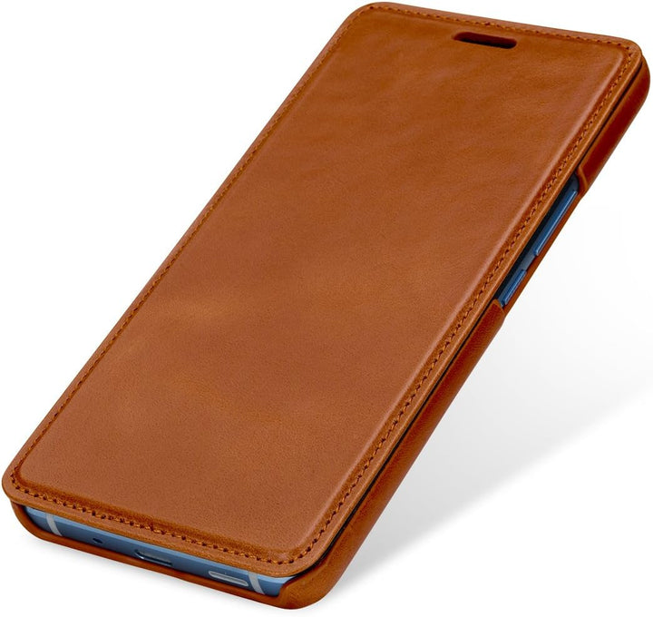 STILGUT Book Type Case, Hülle Leder-Tasche für HTC U11+ (U11 Plus). Seitlich klappbares Flip-Case au