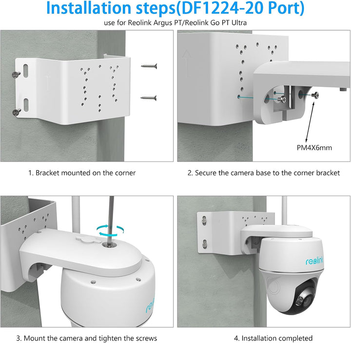 HOLACA 90°Wandwinkel Halterung Kompatibel mit Reolink Argus PT 3MP, 4MP/2K, 5MP/2K, 4K/8MP, Go PT Ul