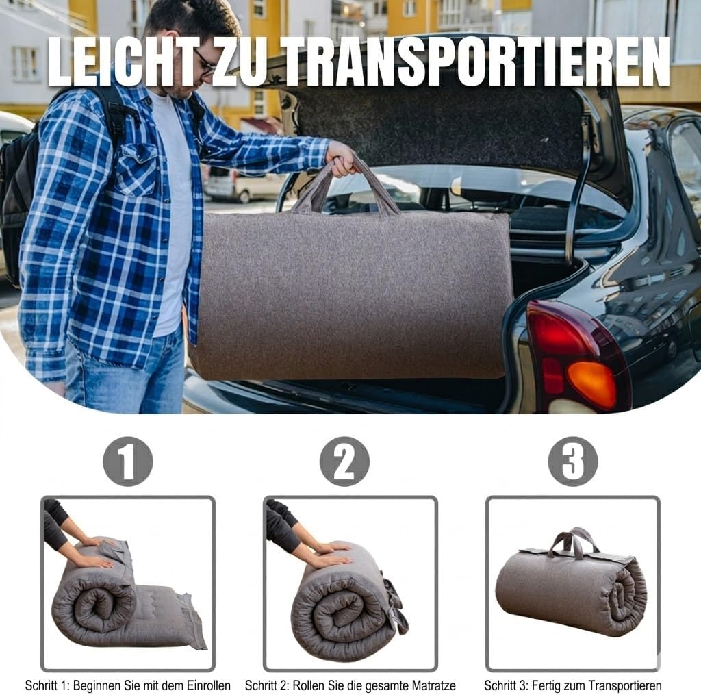 MAXYOYO Tragbare Faltbare Futon -Matratze, Hypoallergenischer Stoff Und Speicherschaummatratzenpad M