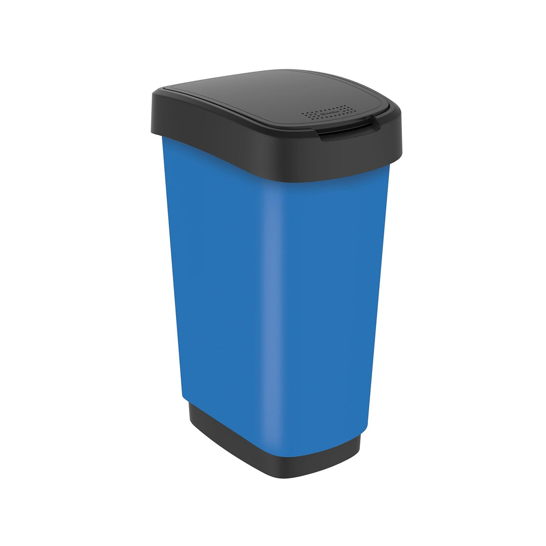 Rotho Twist Mülleimer 50l mit Deckel, Kunststoff (PP) BPA-frei, blau, 50l (40.1 x 29.8 x 60.2 cm) Bl