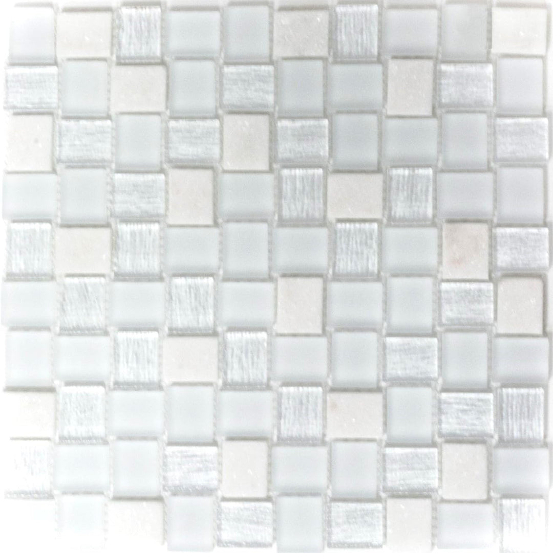 Mosaik Rechteck Crystal/Stein mix weiss Glasmosaik Transluzent Transparent 3D, Mosaikstein Format: 2