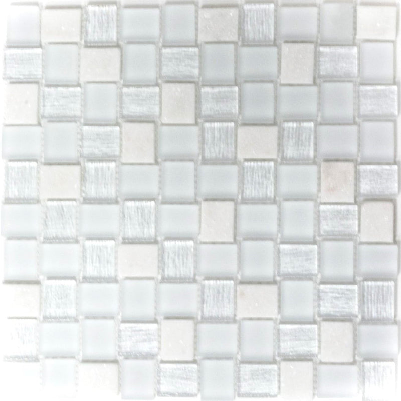 Mosaik Rechteck Crystal/Stein mix weiss Glasmosaik Transluzent Transparent 3D, Mosaikstein Format: 2