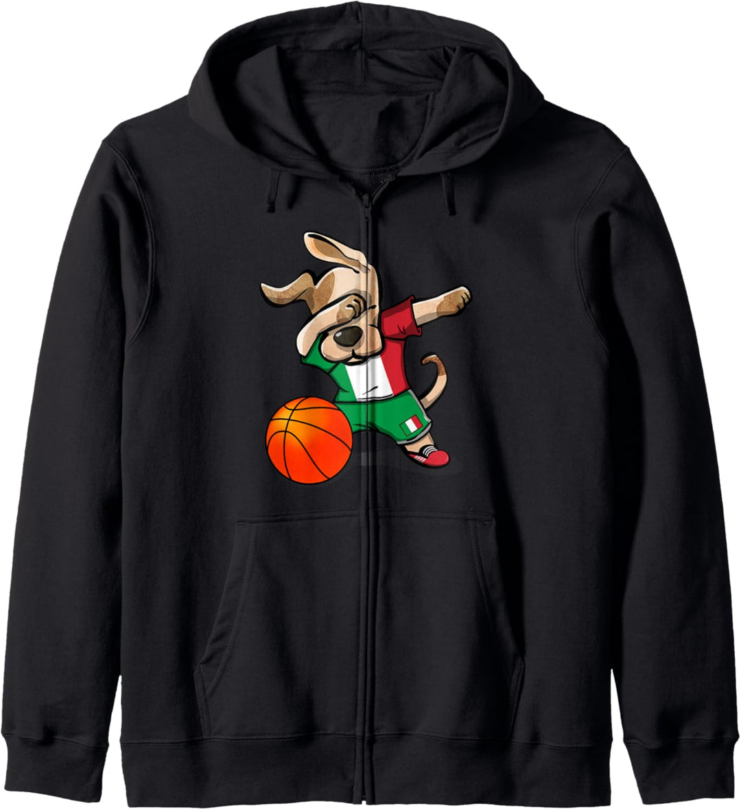 Dabbing Dog Hund Italien Basketball - Italienische Flagge Kapuzenjacke
