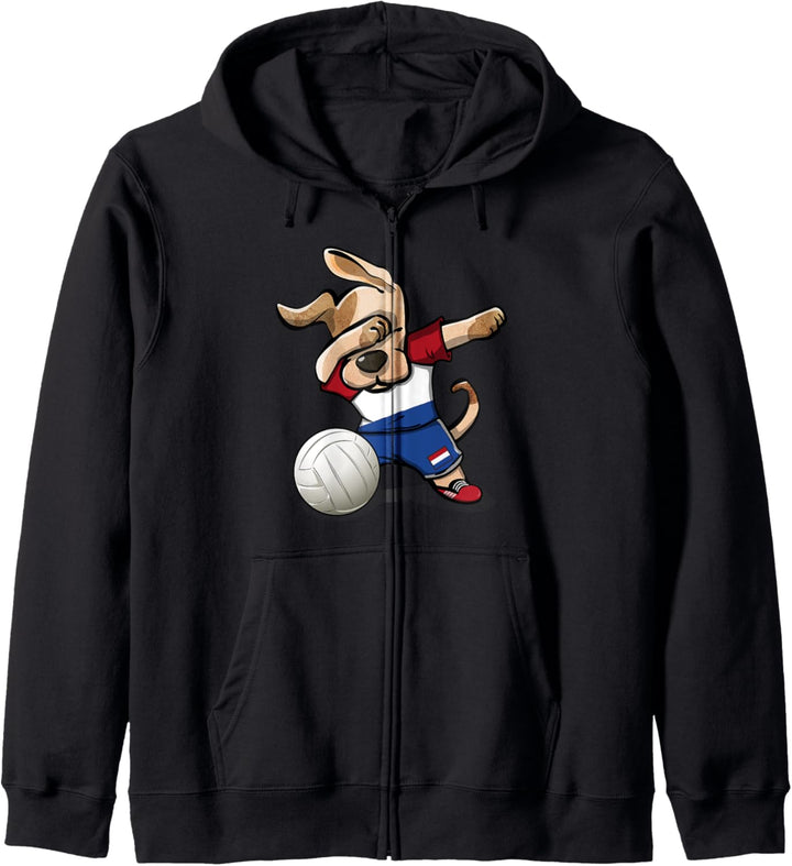 Tupfender Hund Niederländischer Volleyball Mannschaft Flagge Kapuzenjacke