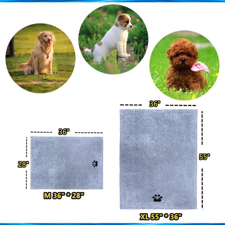 Dogvingpk Extra grosse Hundehandtücher zum Trocknen von Hunden, super saugfähig, weiche Mikrofaser,