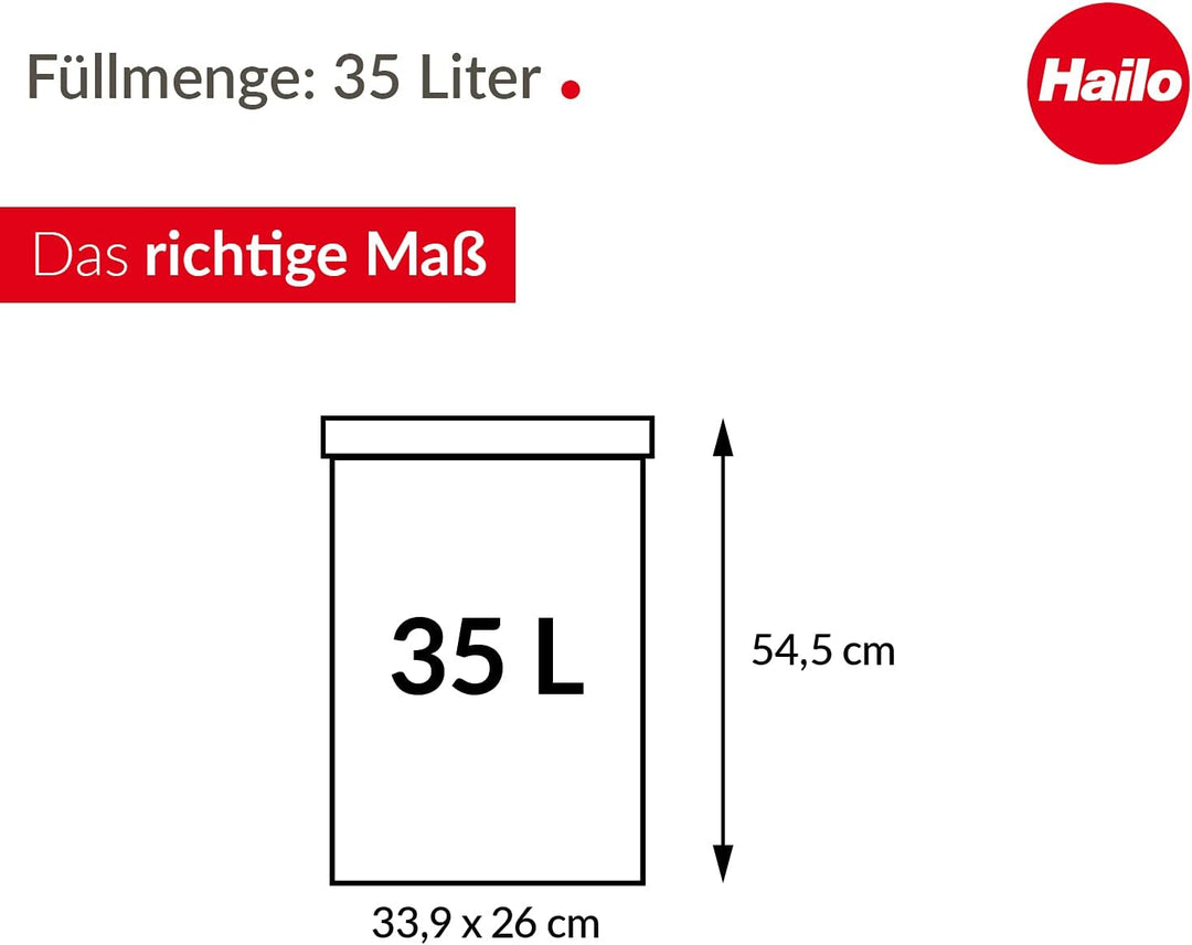Hailo Big-Box Swing L Mülleimer - 1 x 35 Liter - selbstschliessender Schwingdeckel - Stahlblech - Mü