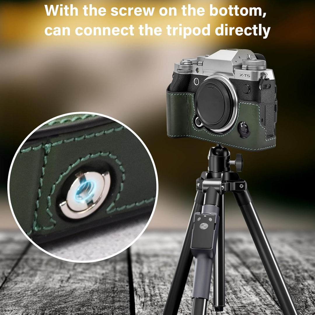 MUZIRI KINOKOO XT5 Tasche Kompatibel für Fuji XT5/X-T5 Digitalkamera mit Echtleder Half Case mit Han