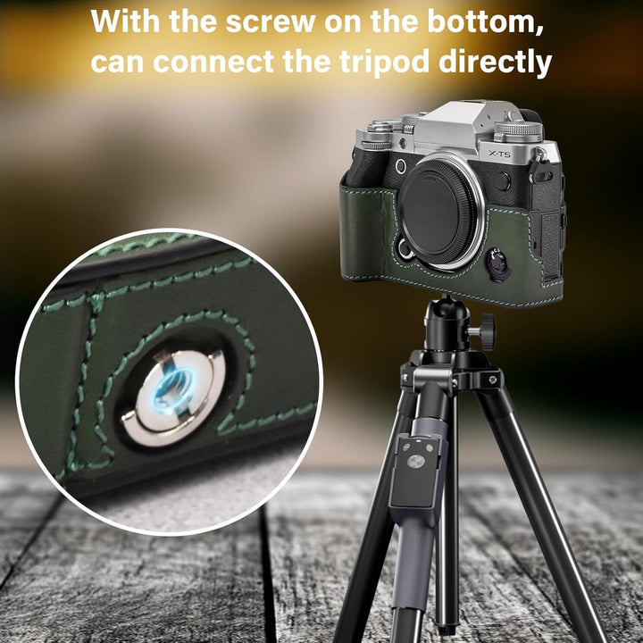 MUZIRI KINOKOO XT5 Tasche Kompatibel für Fuji XT5/X-T5 Digitalkamera mit Echtleder Half Case mit Han