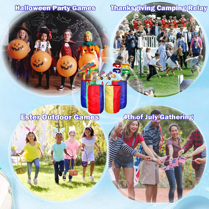 CWLAKON Outdoor Spiele Kindergeburtstag Partyspiele für Kinder Erwachsene, Sackhüpfen Säcke, Eierlau