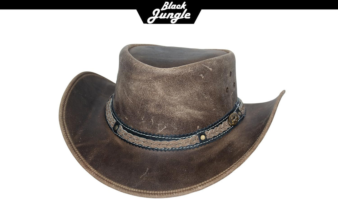 Black Jungle ARAMAC Lederhut Cowboyhut Australienhut Hut S Charcoal, S Charcoal