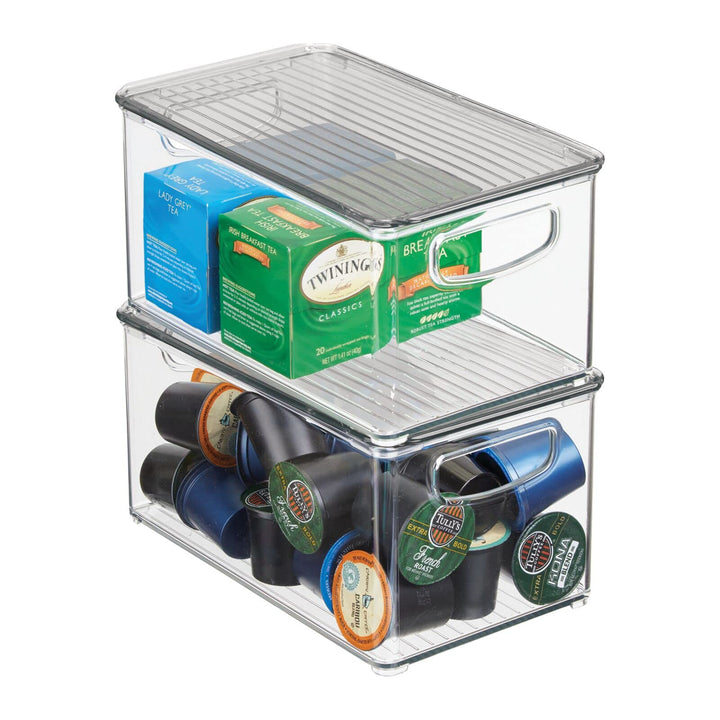 mDesign 2er-Set Aufbewahrungsbox mit Griffen – Kühlschrankbox mit Deckel zur Lebensmittelaufbewahrun