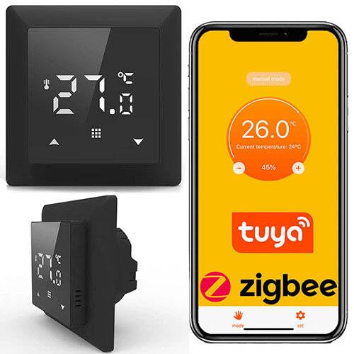Sone Smart One Zigbee 3.0 Thermostat Fussbodenheizung Schwarz – Tuya Smart Home, Raumthermostat mit